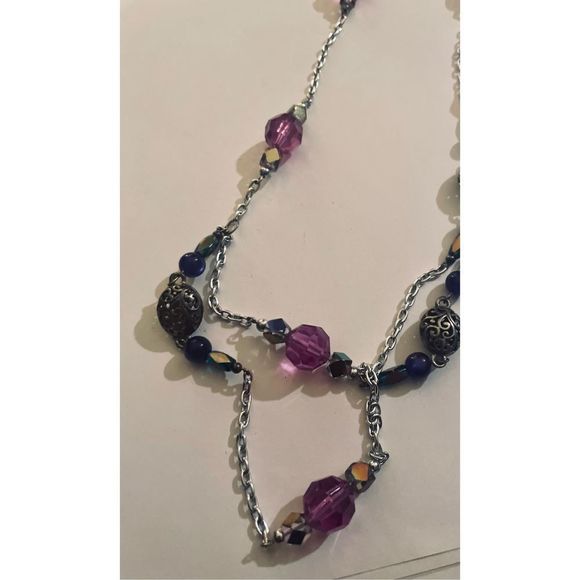 Pretty PURPLE LAYERED BEAD NECKLACE - Picture 4 of 5